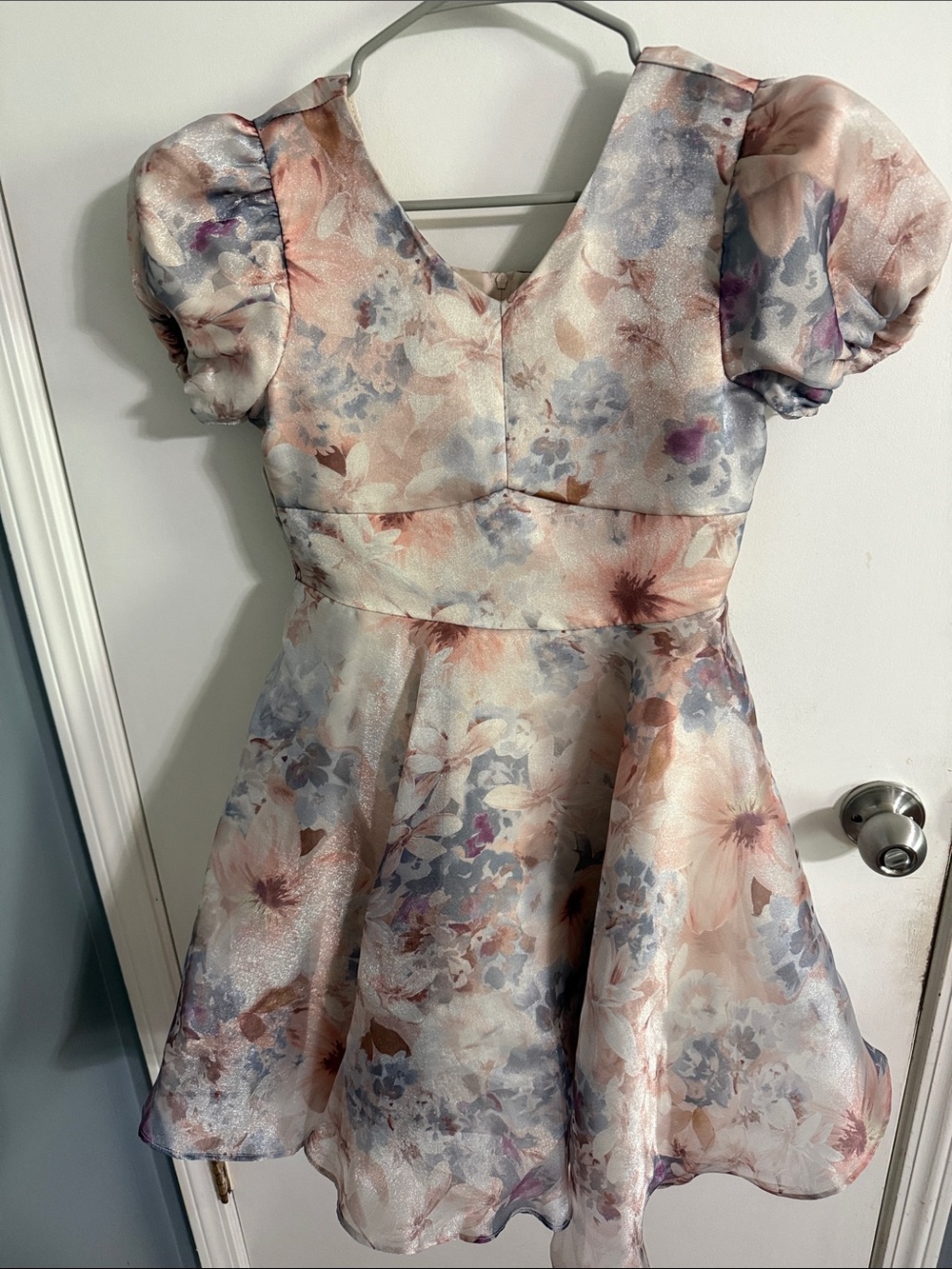Rare Editions Floral Organza Dress in Pink & Lavender - Picture 3 of 5